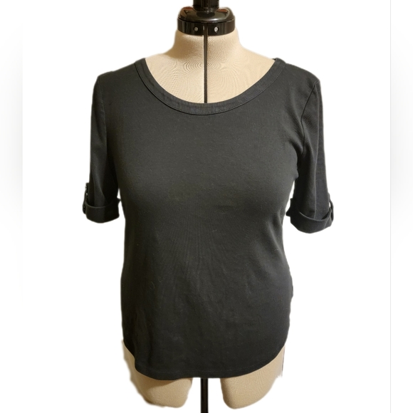 Talbots Tops - Talbots Stretch Weekend Tee Black SZ L